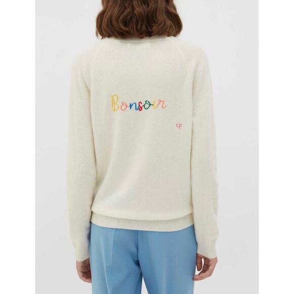 CHINTI AND PARKER Bonjour Cashmere Sweater Womens Large Cream Crew Neck FLAWED - Picture 2 of 16